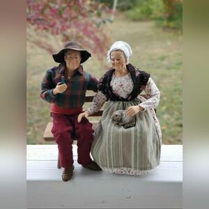 French Santos Scene-Cute Old Couple On Bench